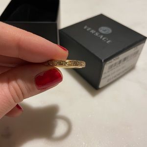 Versace gold engraved key ring. Size 8.